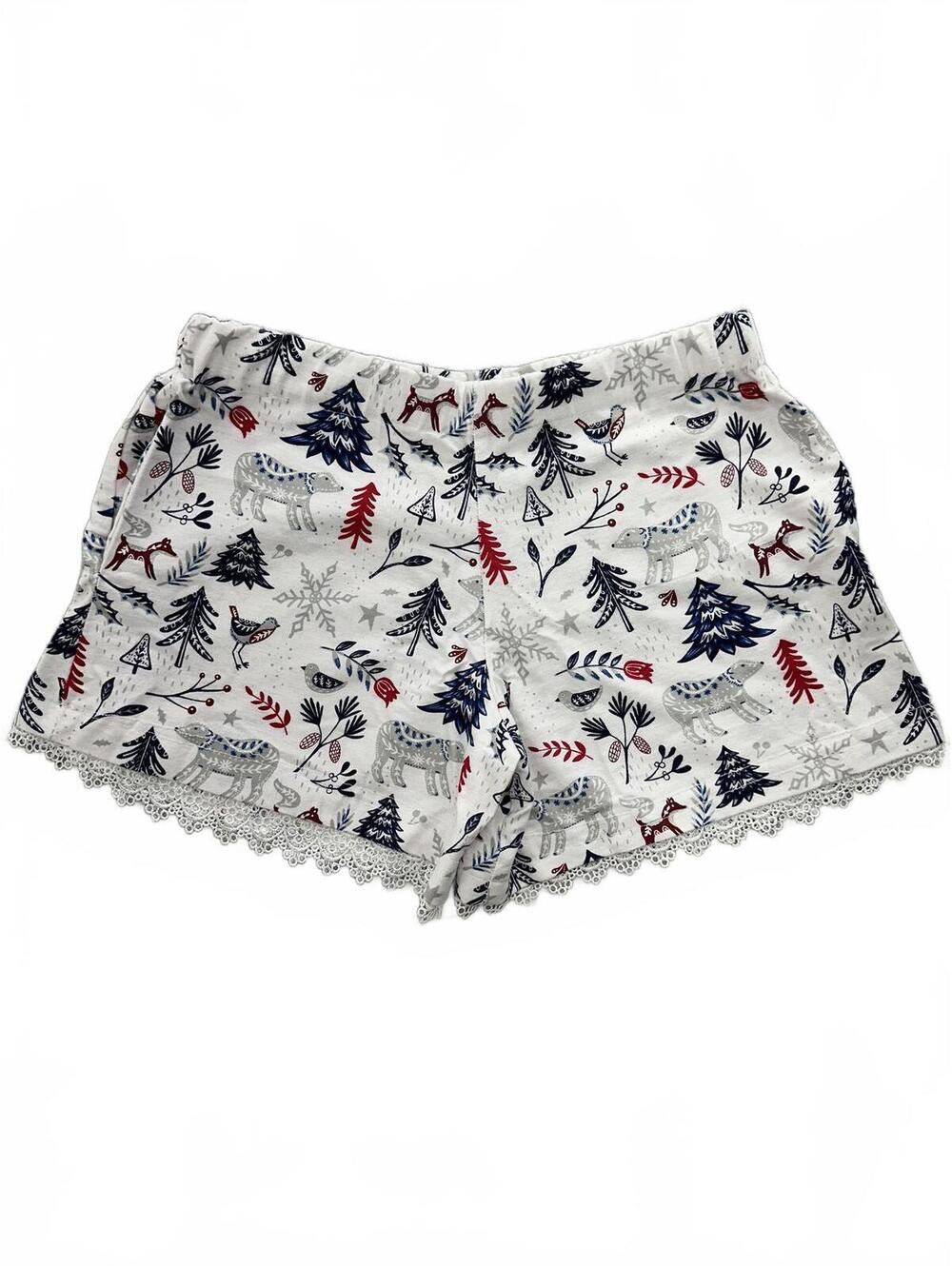 Handmade Winter Forest Print Lounge Shorts